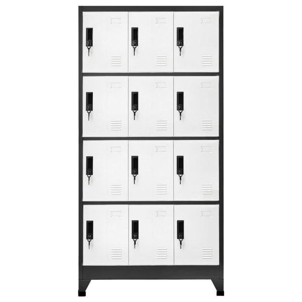 Vidaxl Armadio Spogliatoio Antracite E Bianco 90X45X180 Cm In Acciaio-image
