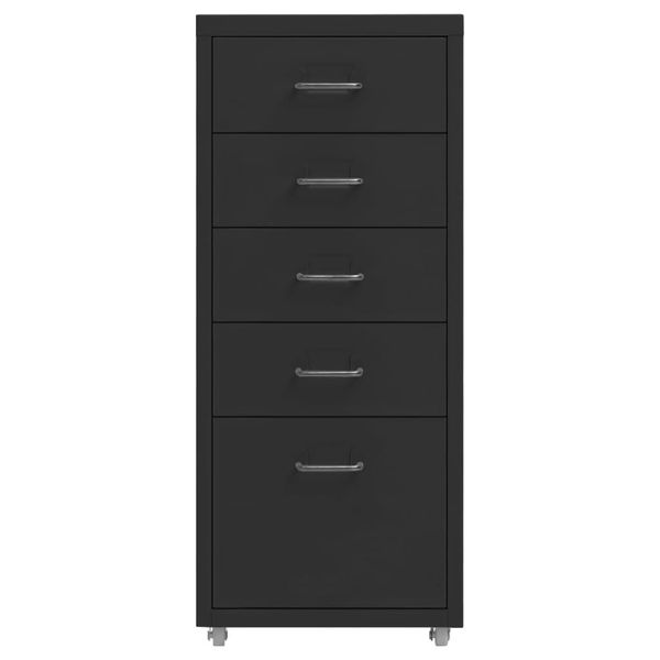 Vidaxl Armadio Per Archiviazione Con Rotelle Nero 28X41X69 Cm Metallo-image