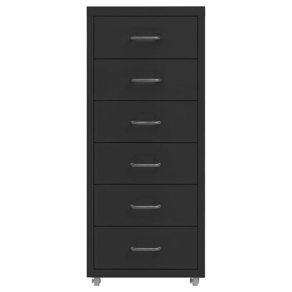Vidaxl Armadio Per Archiviazione Con Rotelle Nero 28X41X69 Cm Metallo-image