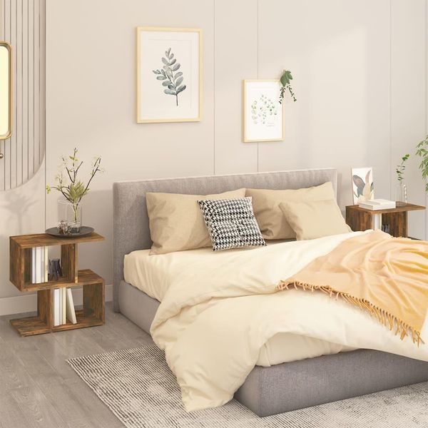 Vidaxl Comodini 2 Pz. Rovere Fumé 50X30X51,5 Cm Materiale A Base Di Legno-image