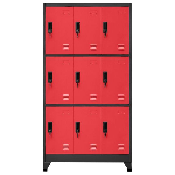 Vidaxl Armadio Spogliatoio Antracite E Rosso 90X45X180 Cm In Acciaio-image