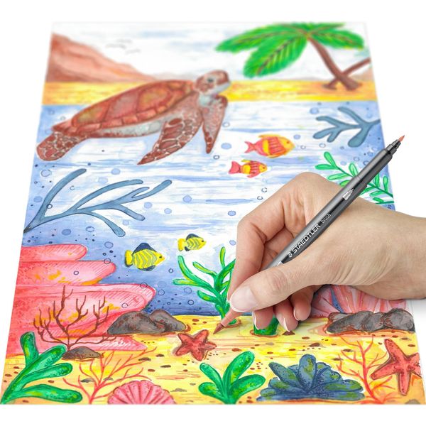 Staedtler 3001 C6-2 Penne A Punta Doppia In Fibra Staedtler "Australia"", Confezione Da 6 Pz"-image