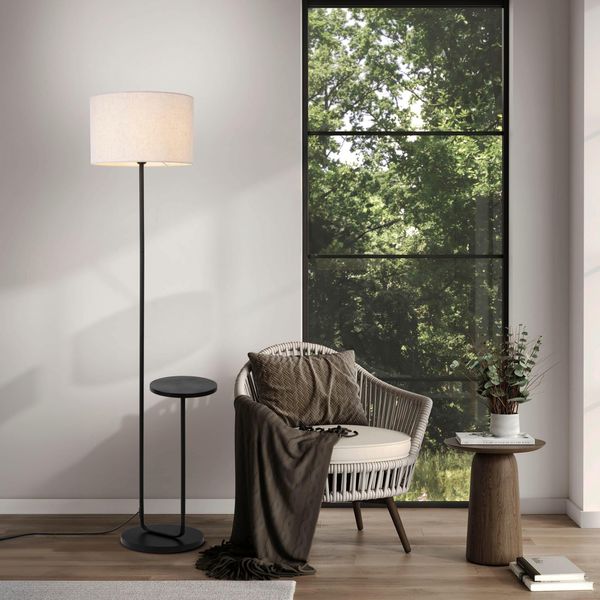 NÄVe Stehlampe "Tordis", Schwarz, 1, Ø 35Cm H: 157Cm, 1 Stk., Leuchten, Mit Integriertem Tisch, Zuleitung 230Cm Schwarz, Exkl. 1 X E27, Stehlampe-image
