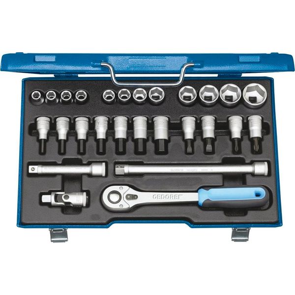 Gedore 19 IMU-10 Set Di Chiavi A Bussola 1/2", 27 Pezzi, Esagonale, 10-30 Mm, 6139750"-image