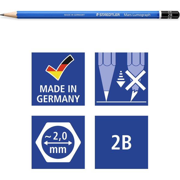 Matita Staedtler® 100-2B Mars® Lumograph® - 2B, Blu-image