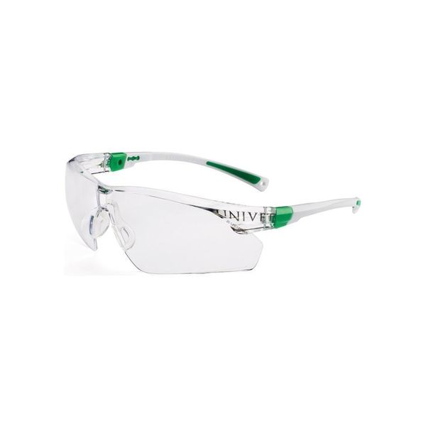 Occhiali Di Sicurezza 506 Up En 166, En 170 Aste Bianco Verde, Lente Chiara Pc Univet-image