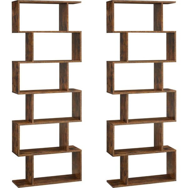 Vasagle Set Di 2 Librerie A 6 Livelli Scaffale In Piedi, Scaffale Per Ufficio, Scaffale Indipendente, Scaffale Decorativo, Scaffale Espositivo, Soggiorno Moderno-image