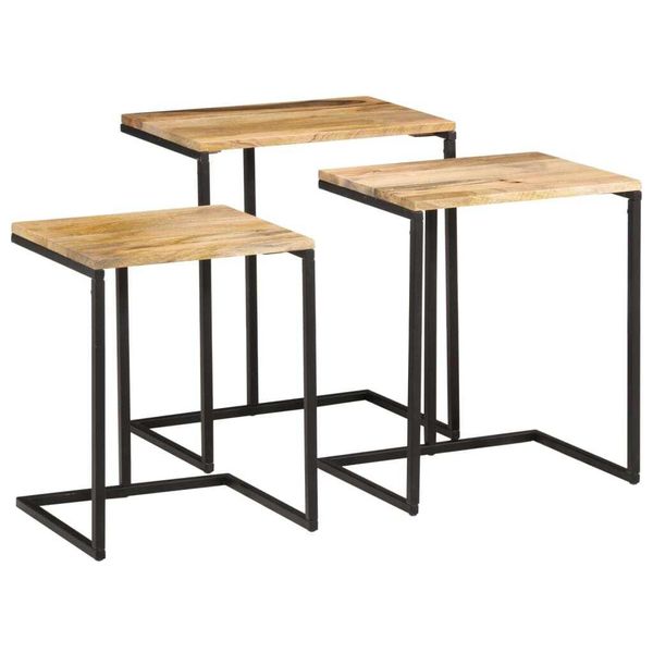 Syfax™ Tavolini A Incastro 3 Pz In Legno Massello Di Acacia-image