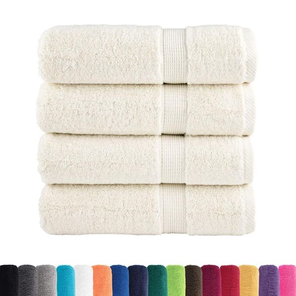 Vidaxl Asciugamani Da Doccia Premium Solund 4 Pz. Bianco Crema 70X140 Cm 600 G/M²-image