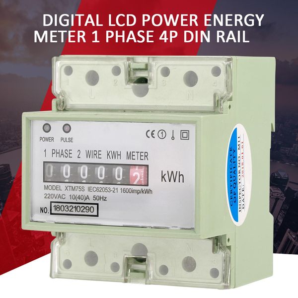 Contatore Di Kwh, 1 Contatore Elettrico Di Fase, Contatore Elettrico Della Guida Di Din, Contatore Di Energia Della Guida Di Din, Contatore Elettronico Di Kwh, Contatore Di Energia Della Guida Di Din Di 1 Fase-image