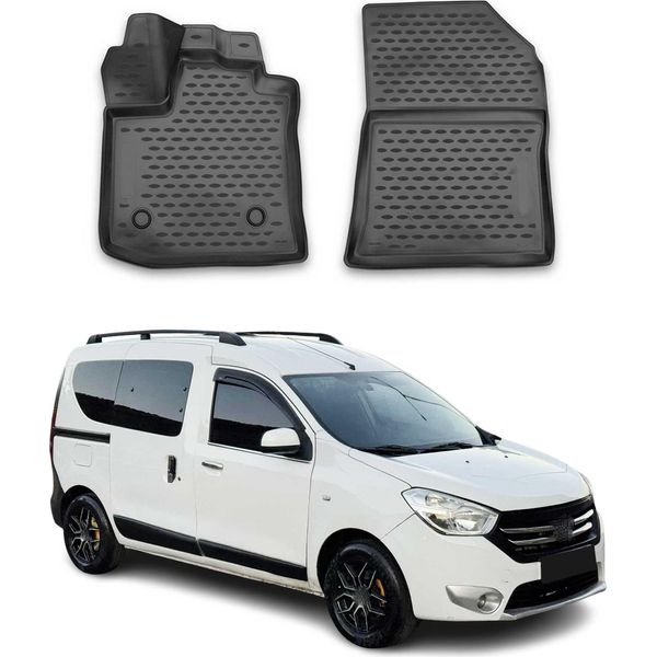 2012-2021 Dacia Dokker Tappetini Tpe Nero 2 Pezzi-image