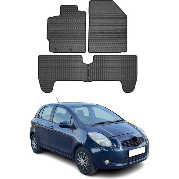 2005-2011 Toyota Yaris Tappetini In Gomma Nera 4 Pz-image