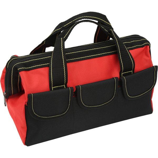 13In Tool Storage Bag Oxford Cloth Multifunctional Waterproof Wide Mouth Handbag For Home Tool Shop Red-image