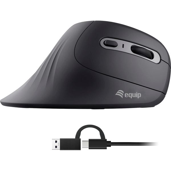 Equip 245119 Mouse Ergonomico Equip Connettore USB-A/-C 1,80M Destro Nero-image