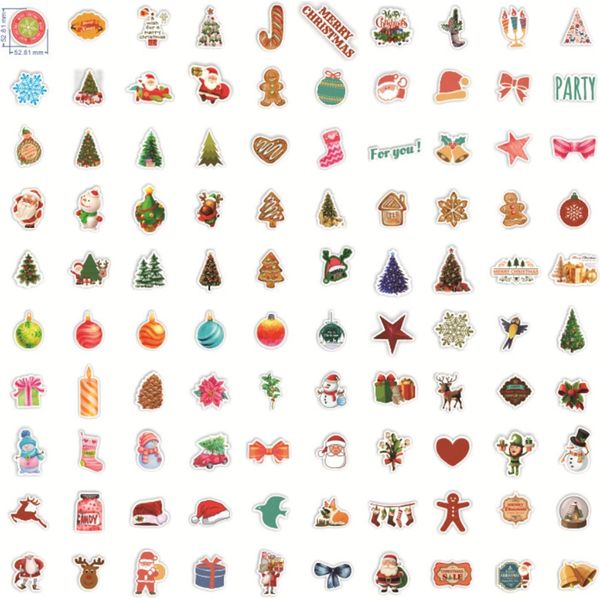 2021 Adesivi A Tema Natalizio 100 Adesivi Impermeabili Non Ripetitivi Per La Decorazione Delle Feste Per Bambini Regali Di Natale E Capodanno-image