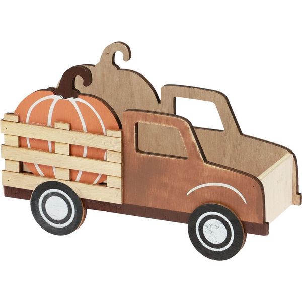 Furgoncino Per La Decorazione Della Tavola Con Zucca In Legno Per Le Decorazioni Autunnali-image