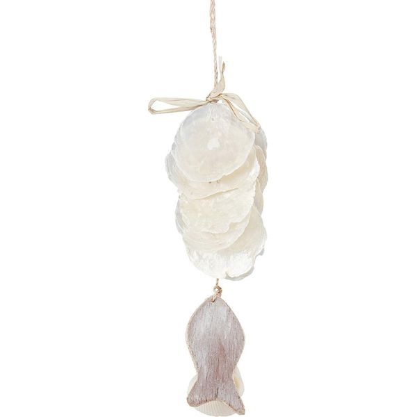 Ciondolo Decorativo Marittimo Con Pesce E Conchiglia In Legno-image