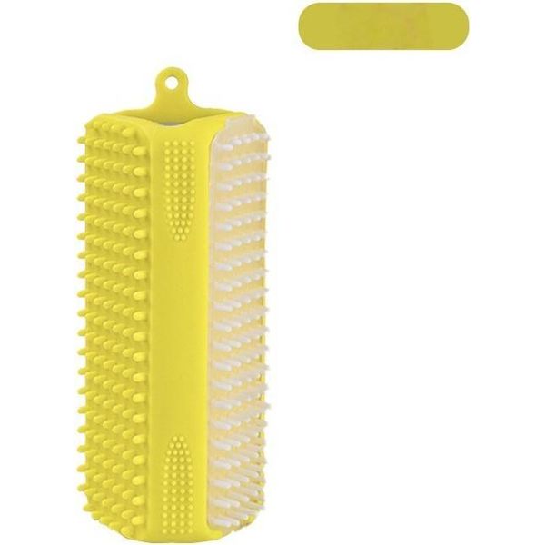 Inf Spazzola Da Bagno In Silicone A Tre Lati Per La Pulizia E La Toelettatura Delicata Degli Animali Domestici Giallo-image