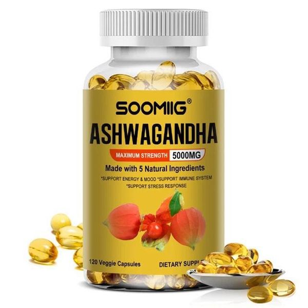 Ashwagandha 5000Mg (120 Capsule) Integratore Alimentare, Energia, Umore, Sistema Immunitario, Ansia, Stress, Recupero-image