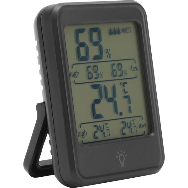 Termometro Ambiente, Igrometro Digitale Professionale Ad Alta Precisione Con Retroilluminazione Da -20 �� A 70 �� Per Il Controllo Della Temperatura Dei Locali Di Casa (Nero (Con-image