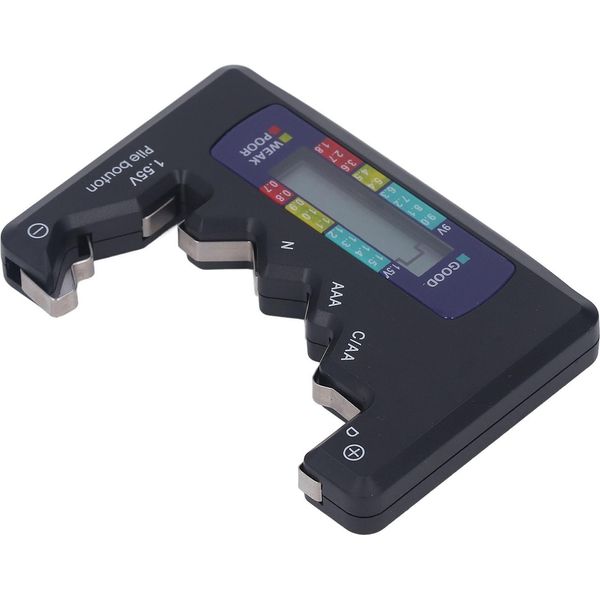 Spacnana Tester Digitale Per Batterie, Tester Per Batterie Con Schermo Lcd In Abs Per 1,5 V 9 V (Nero)-image