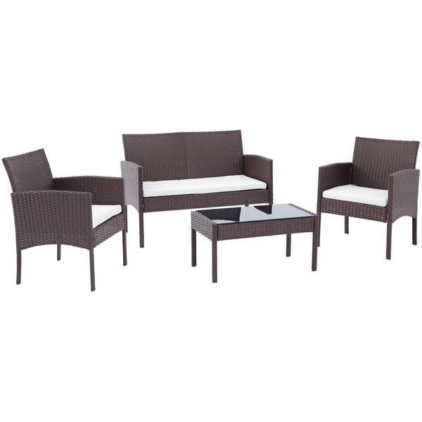 Clp Polyrattan Sitzgruppe Ramunda, Lounge-Set Outdoor Wetterfest, Aus Pe-Rattan, Mit Tisch Sesseln Bank Und Sitzkissen, GartenmöBel-Set-image