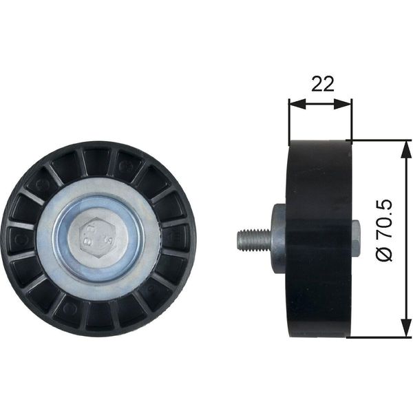 Gates T36607 - Puleggia Folle Oe 6453 Sg, Cinghia A V Per Jumper, Ducato, Boxer-image