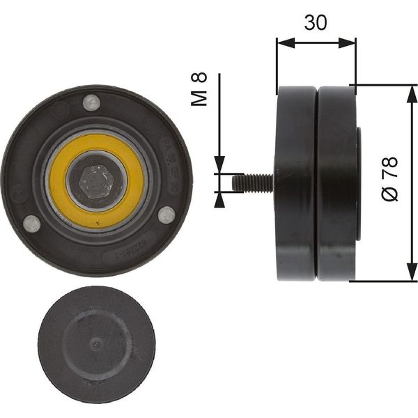 Gates T36236 - Oe 077109244F Puleggia Folle, Cinghia A V Per A8 (4E), Phaeton (3D)-image