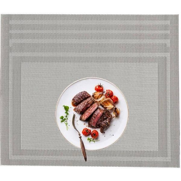 Tovagliette, Tovagliette Lavabili Antiscivolo Resistenti Al Calore, Colore, Grigio, Forma, Rettangolo, Quantità, 4 Pezzi-image