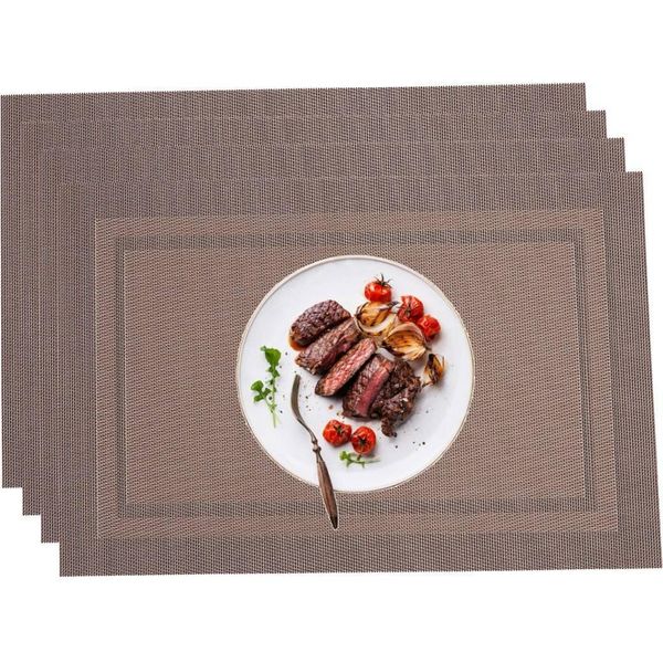 Tovagliette, Tovagliette Lavabili Antiscivolo Resistenti Al Calore, Colore, Caffè, Forma, Rettangolo, Quantità, 4 Pezzi-image