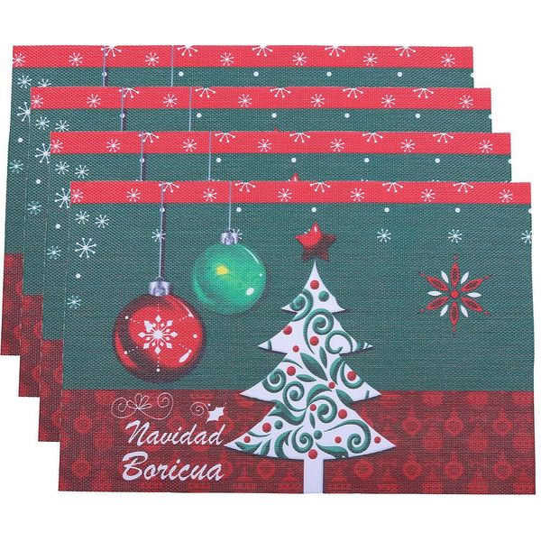 Tovagliette Di Natale, Set Di 4 Tovagliette, Tovagliette Da Tavola Resistenti Al Calore, Tovagliette Lavabili Tovagliette Di Natale Per Decorazione, 30X45Cm, C, Rettangolo, 4-image