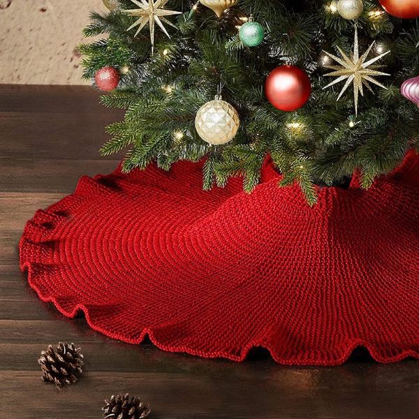 Coperta Per Albero 122Cm Gonna Per Albero Di Natale, Coperta Per Albero Di Natale Tappeto Per Albero Di Natale Decorazione Per Albero Di Natale, Rosso, Poliestere-image