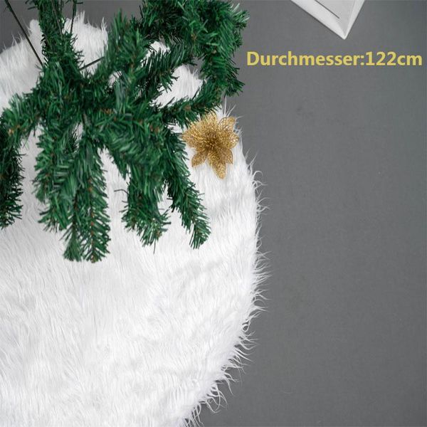Nuovo Albero Di Natale In Peluche Gonna Per Albero Di Natale Decorazione Per Albero Di Natale, 122 Cm, Bianco, Poliestere-image