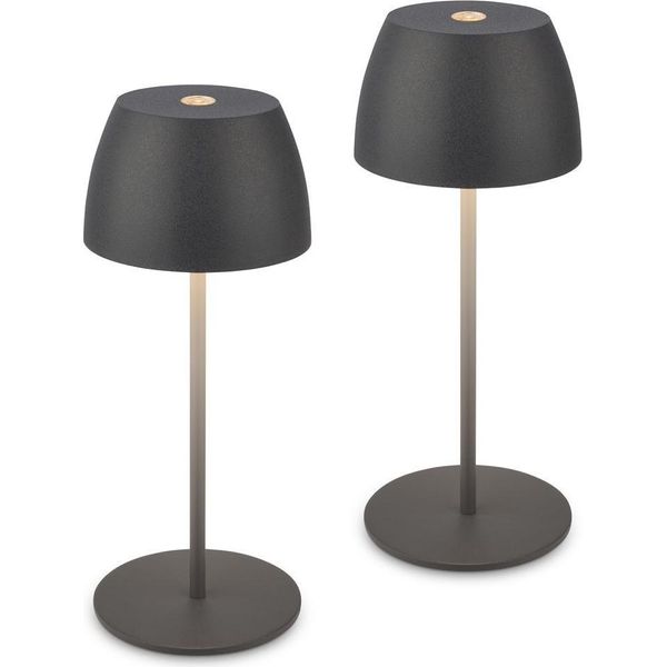2X Mini Led Lampada Da Tavolo Senza Fili Accu Lampada IP44 Dimmerabile Touch Antracite-image