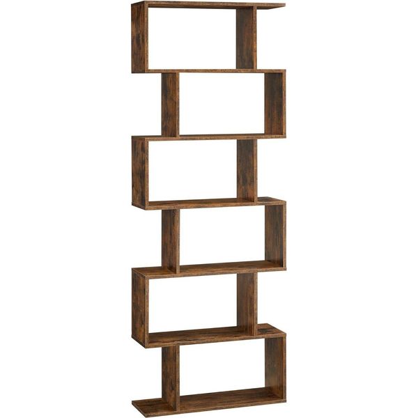 Vasagle Libreria A 6 Livelli, Mobile Contenitore, Divisorio, Per Soggiorno, Camera Da Letto, Ufficio, Stile Moderno, Marrone Rustico-image