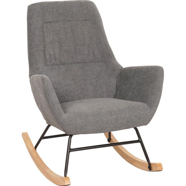 Sedia A Dondolo HWC-N13, Sedia A Dondolo Reclinabile Poltrona Tv, Legno Massiccio Metallo Tessuto/Tessuto 320G/M² ~ Grigio Scuro-image