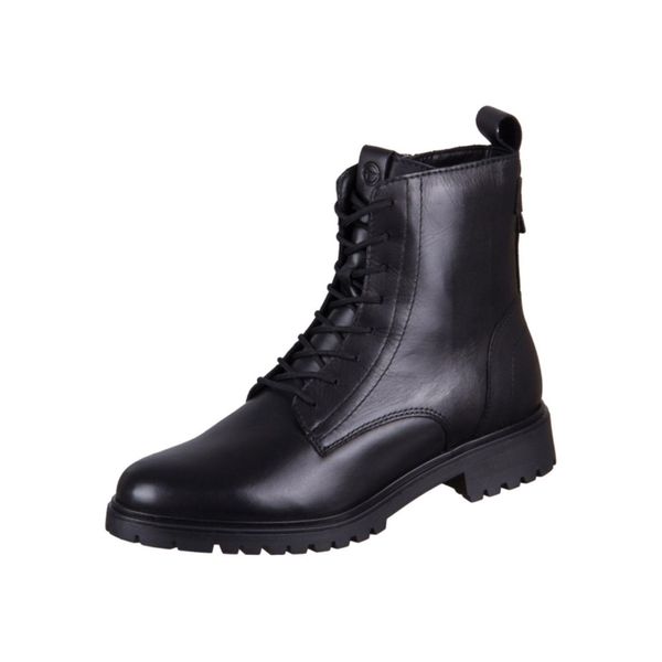 Tamaris Donna Stivale Stringato Allacciatura In Pelle Tacco A Blocco Alla Moda 1-25402-43, Misura:38 Eu, Colore:Nero-image