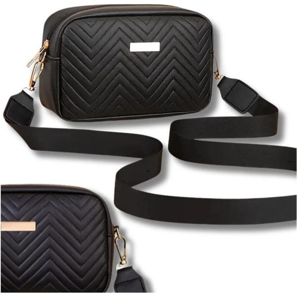Camerazar Elegante Borsa Da Donna In Ecopelle Nera Con Impunture Sulla Spalla-image