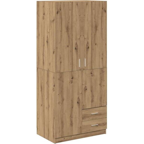 Vidaxl Armadio Rovere Artisan 80X52X180 Cm Materiale A Base Di Legno-image