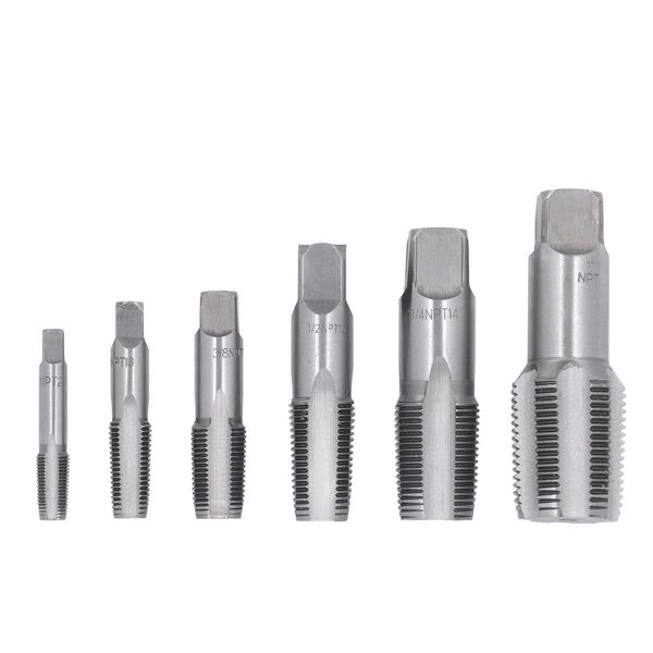 6Pcs Rubinetto Per Tubi Npt 1In 3/4In 1/2In 3/8In 1/4In 1/8In Kit Di Strumenti Di Filettatura Acciaio Al Carbonio Per Tubi In Pvc-image