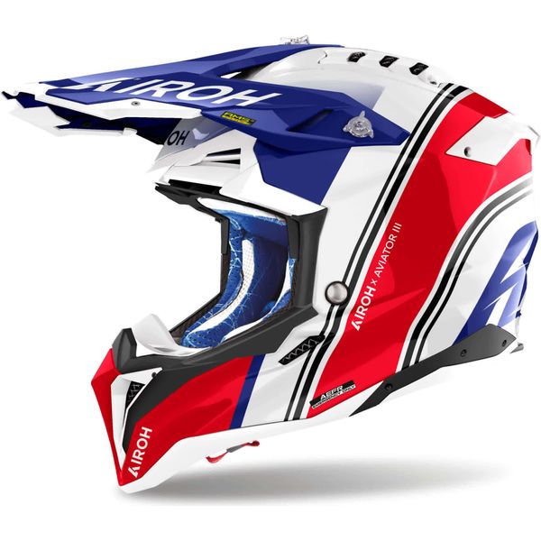 Casco Motocross Airoh Aviator 3 Hima, Bianco/Blu/Rosso, Xl (61/62)-image