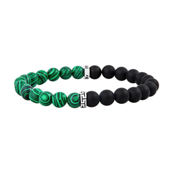 Armband CaÏ "Malachit & Onyx 21Cm", GrüN, ArmbäNder, Herren, 21Cm, Edelstahl, GläNzend, Matt, Armband-image