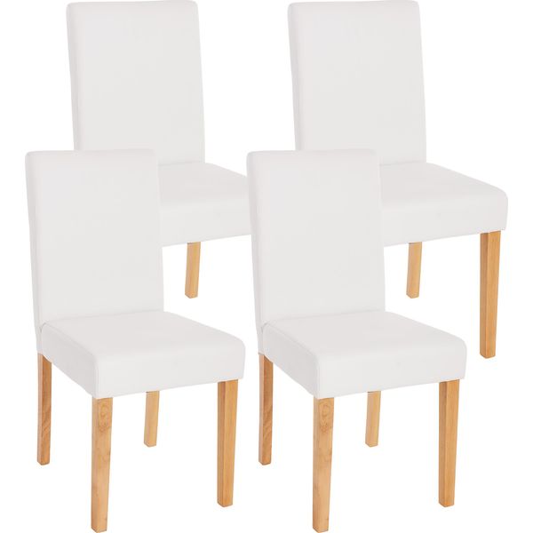 Set Di 4 Sedie Per Sala Da Pranzo Sedia Da Cucina Littau ~ Pelle Finta, Bianco Opaco, Gambe Chiare-image