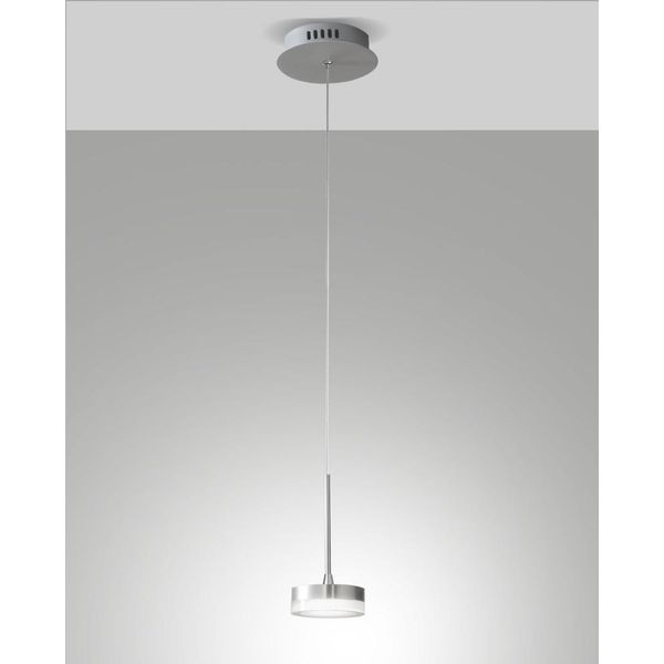 Dunk - Lampada A Sospensione Singola Alluminio Satinato Di Fabas Luce - Led 8W Dimmerabile, Design Moderno-image