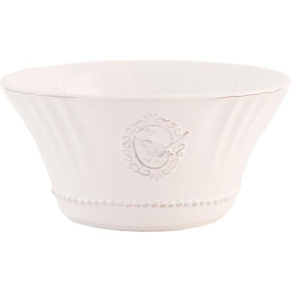 Zuppiera Clayre & Eef Ø 14X7 Cm In Vetroceramica Bianca Bird-image