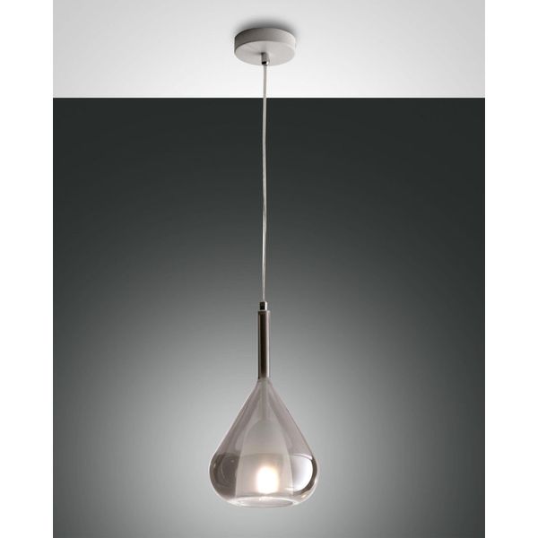 Lampadario A Sospensione Lila A Led In Metallo E Vetro Borosilicato Fumè 3481-40-126 Fabas Luce-image