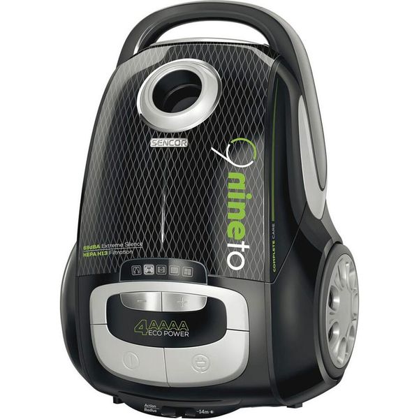 Sencor Svc 9000BK 4AAA Aspirapolvere Con Sacco, Potenza 800W, Volume Sacco 4L, Filtro Hepa H13, Raggio D'azione 14M, Turbo Spazzola, Tubo Telescopico In Metallo Xxl-image