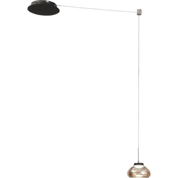 Arabella - Lampada A Sospensione Decentrata Ambra - Fabas Luce - Led 8W Dimmerabile - Montaggio Con Decentramento-image