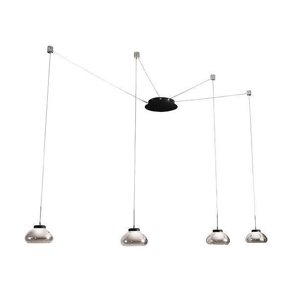 Lampadario A Sospensione Arabella A Led In Metallo E Vetro Soffiato Fumè 3547-49-126 Fabas Luce-image