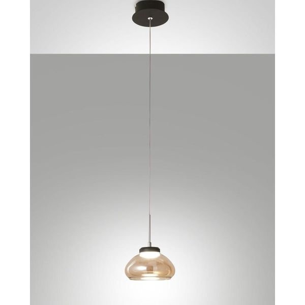 Arabella - Lampada A Sospensione Singola Di Fabas Luce - Led 8W - Lampada Da Soffitto Diametro 14Cm Ambra-image